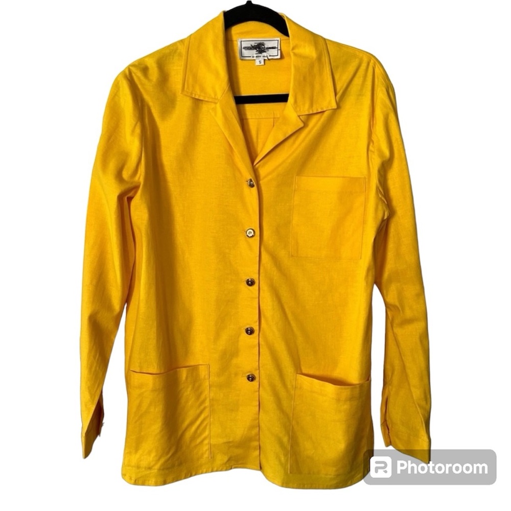 St. John Sport Yellow Linen Button Down Tunic Jacket Small